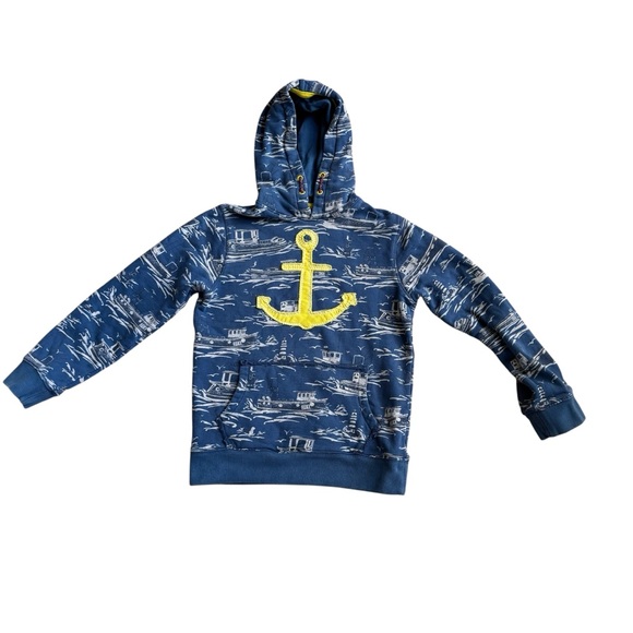 Mini Boden Other - Mini Boden Nautical Sweatshirt Hoodie Anchor Appliqué Boys Size 9-10Y